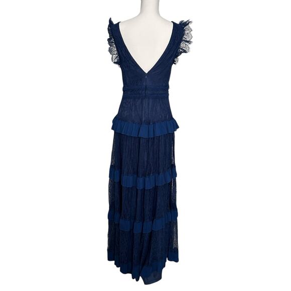 LULUS‎ Marvelous Darling Navy Blue Lace Ruffled Tiered Maxi Dress-Size M - Picture 7 of 9